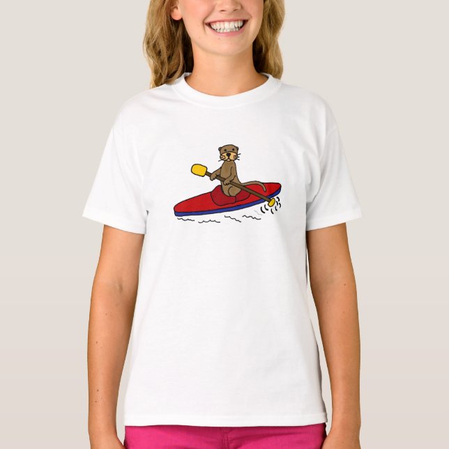 Rolig utter som Kayaking Tee Shirt (Framsida)