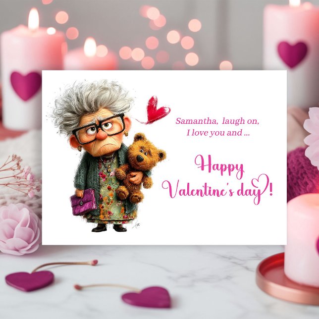 Rolig Uttråkad Dam som Ger Axelryckningar Alla Hjä Julkort (Funny Bored Lady Bringing Shrugs Valentine

)