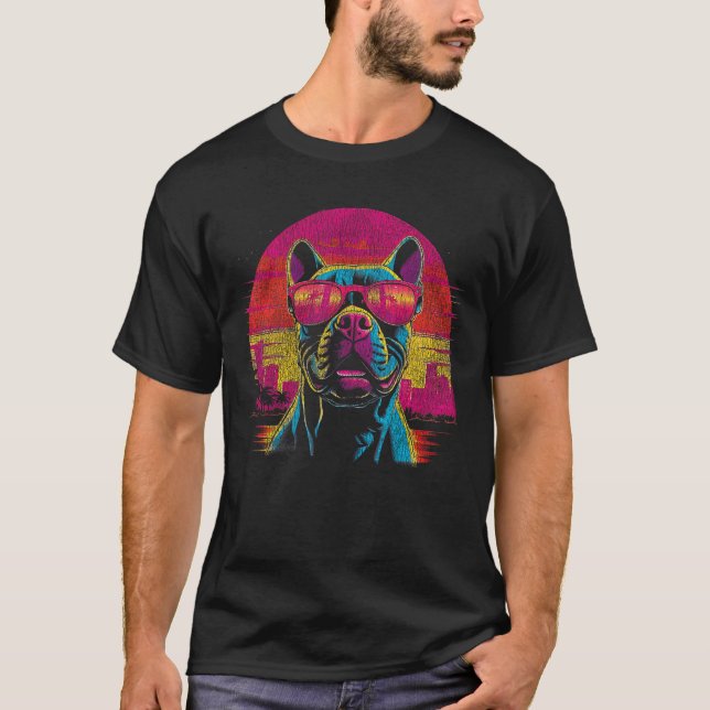 Rolig Vacker Amerikansk Pit Bull Terrier Med Solen T Shirt (Framsida)