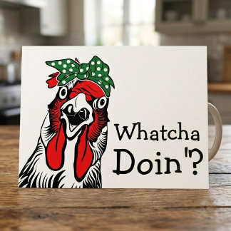 Rolig Vad Gör Du Kyckling Grön Bandana Vykort