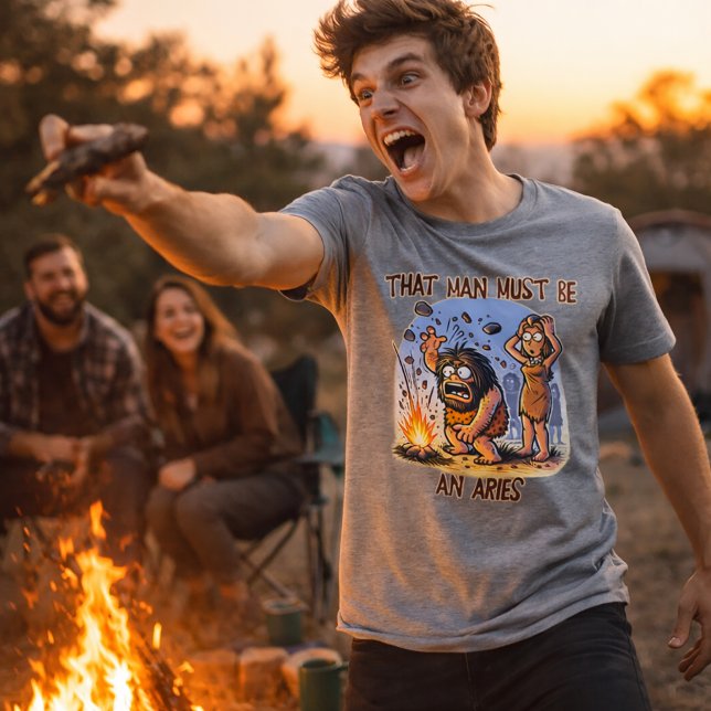 Rolig Väduren Zodiak T-shirt Grottmännisko Humor T (Skapare uppladdad)