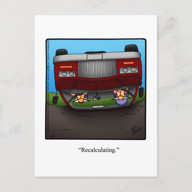 Rolig väg-resa humor vykort (Framsida)