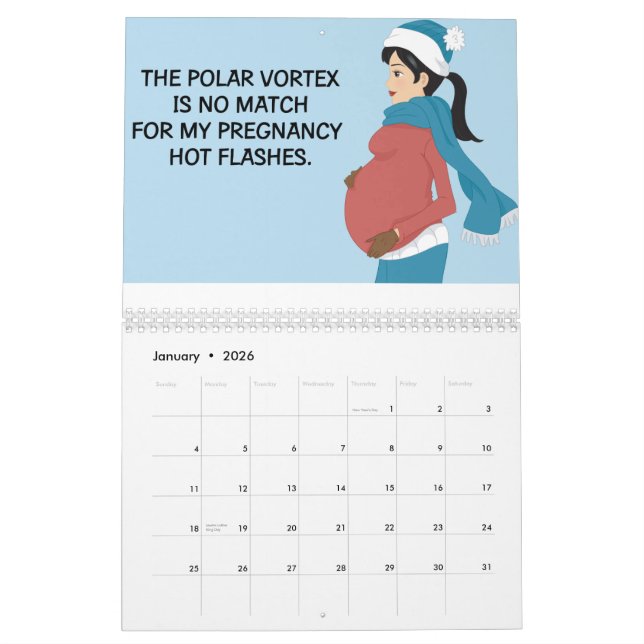 Rolig väggkalender för gravid kvinna kalender (Jan 2026)