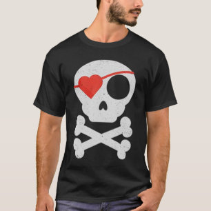 Rolig valentin skalle & ben för pirat för t shirt