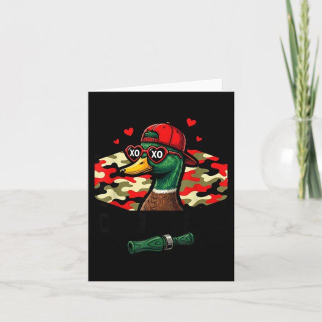 Rolig Valentine-ankjakt Kamouflageanrop Vattenfåge Kort (Framsida)