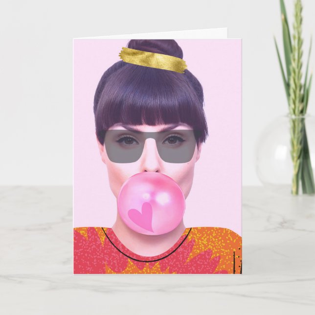 Rolig Valentine Cool dam som tuggar tuggummi Kort (Framsida)