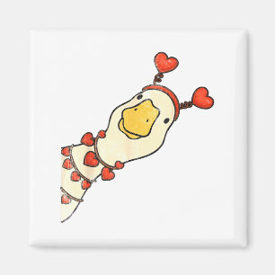 Rolig Valentine Dumma Gäss Anka Hjärtan Kärlek Mat Magnet
