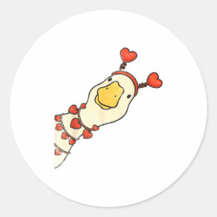 Rolig Valentine Dumma Gäss Anka Hjärtan Kärlek Mat Runt Klistermärke