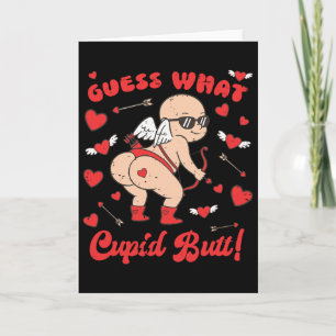 Rolig Valentine Gissa Vad Cupid Rumpa Hjärta Xoxo Kort