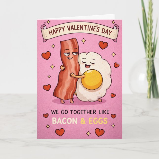 rolig valentinekort med bacon & ägg 🥓🍳 helgkort (Framsida)