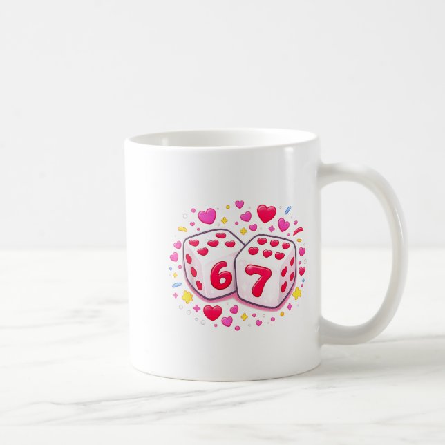 Rolig Valentines Day T-shirt Söt Tärning 67 Meme 6 Kaffemugg (Höger)