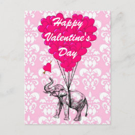Rolig valentines för elefantkärlekhjärta helg vykort