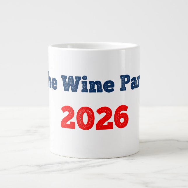 Rolig valkaffemugg Wine Party 2026 Jumbo Mugg (Framsidan)