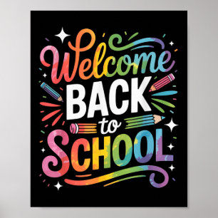 Rolig Välkommen Tillbaka Till Skolan Regnbåge Lära Poster