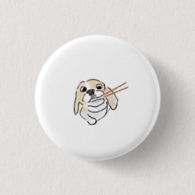 Rolig valp av beagle som äter sushi present knapp (Framsida)
