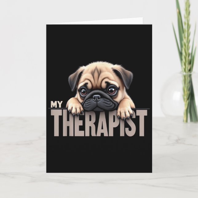 Rolig Valp Min Terapeut Pug Hund  Kort (Framsida)
