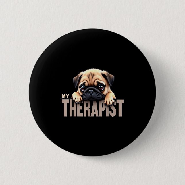 Rolig Valp Min Therast Pug Hund  Knapp (Framsida)