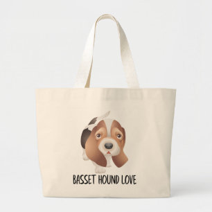 Rolig valp present Tecknad söt Basset Hound Jumbo Tygkasse