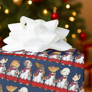Rolig valpkör julpsalmsångare Yorkie tecknad serie Presentpapper