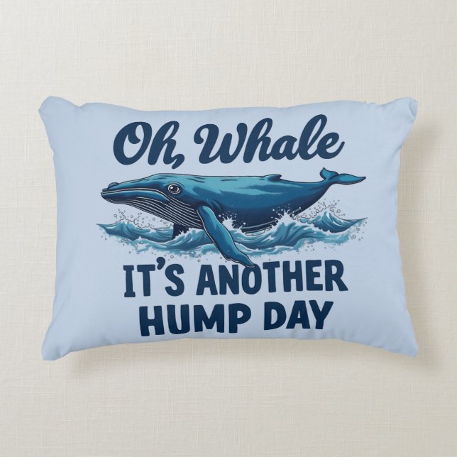 Rolig valpun "Oh Val" Hump Day-design Prydnadskudde (Framsidan)