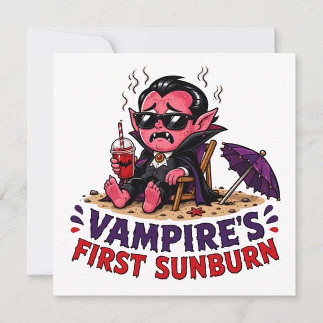 Rolig vampyr första solbränna stranddesign kort (Framsida)