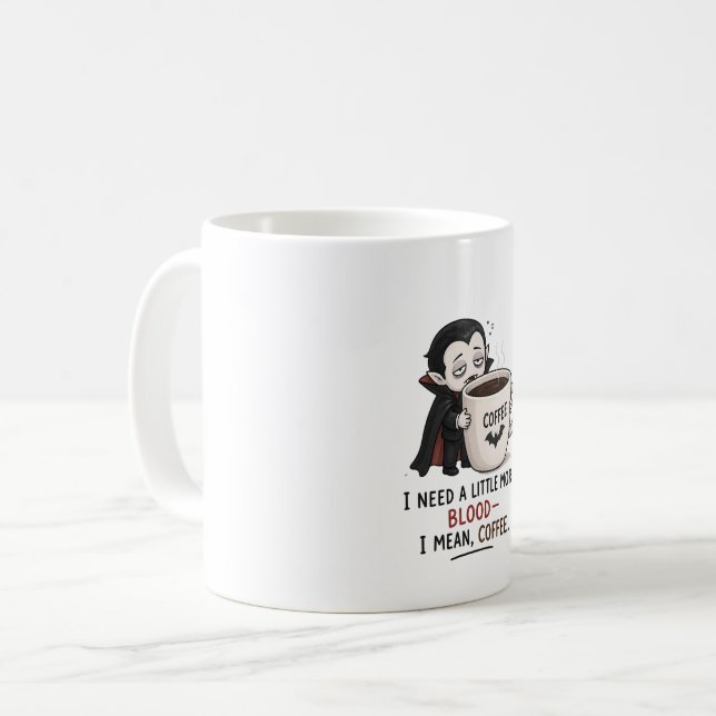 Rolig Vampyr Kaffe Halloween Illustration Kaffemugg (Framsida vänster)
