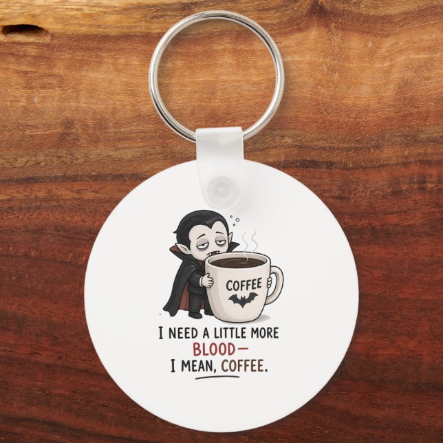 Rolig Vampyr Kaffe Halloween Illustration Nyckelring (Framsida)