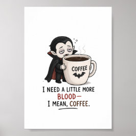 Rolig Vampyr Kaffe Halloween Illustration Poster
