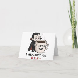 Rolig Vampyr Kaffe Halloween Illustration Tack Kort