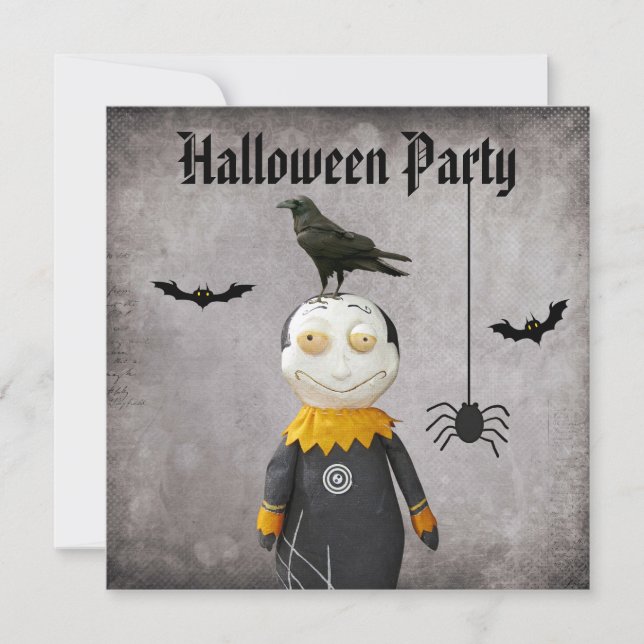 Rolig vampyr- & kråkadamasthalloween fest inbjudningar (Framsida)