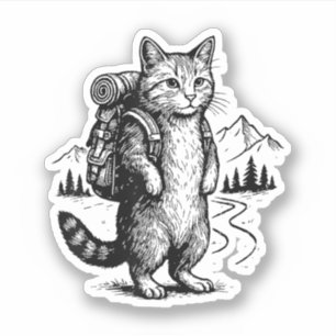 Rolig vandrande katt för ryggsäcksvandrare & kattä klistermärken
