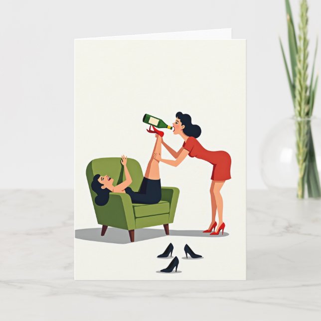 Rolig Vänillustrationskort Kort (Framsida)