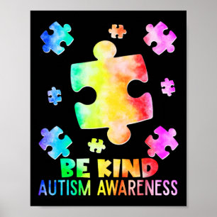 Rolig Vänlig Pusselbitar Tie Dye Autism Medvetenhe Poster