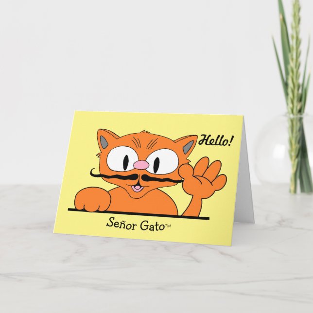 Rolig vänskapskort Meow's It Goin'? Tecknad katt Kort (Framsida)