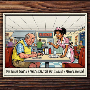 Rolig Vänteliv Restaurang Humor Vykort