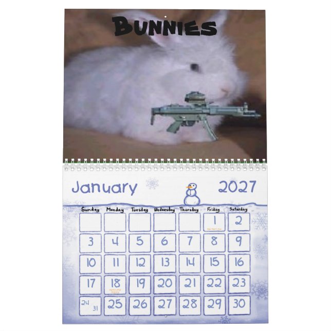 Rolig vapenkalender kalender (Jan 2027)