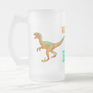 Rolig Var är ölen Velociraptor Dinosaurie Raptor Frostat Ölglas