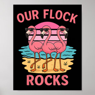Rolig Vår Flock Rockar Flamingo Matchande Familj S Poster