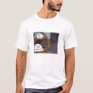 Rolig "varför förmiddag mig i denna Handbasket? T-shirt