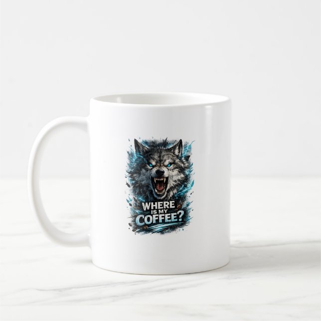 Rolig Varg Kaffe Älskare Typografi Design Kaffemugg (Vänster)