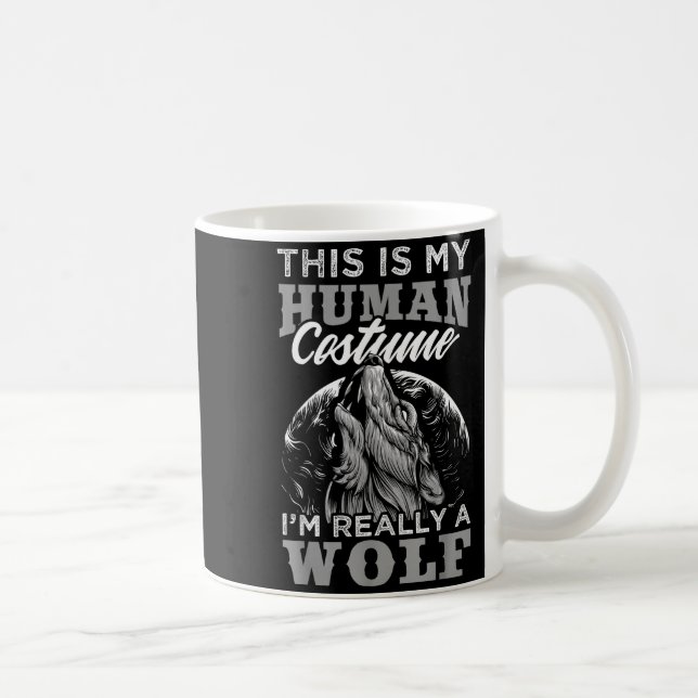 Rolig vargdesign Mänsklig kostym Jag är en varg  Kaffemugg (Höger)