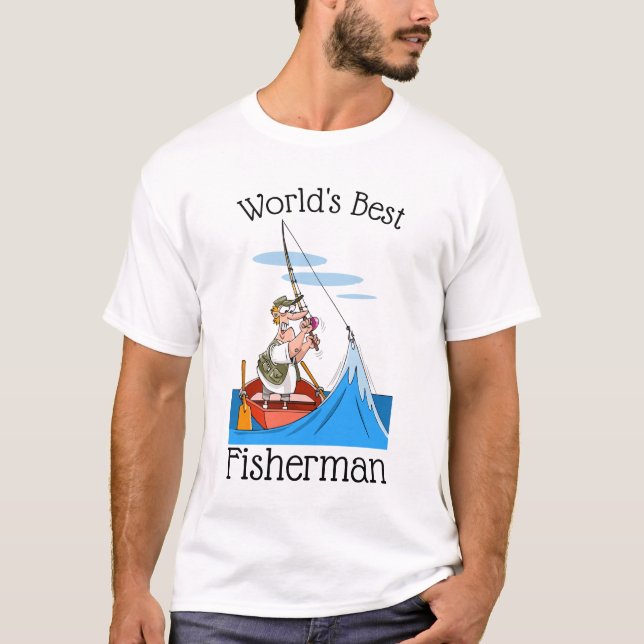 Rolig världs bäst fiskaretecknad t shirt (Framsida)