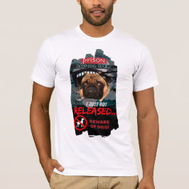 Rolig Varning för Hund T-Shirt – Herrarnas Vakthun
