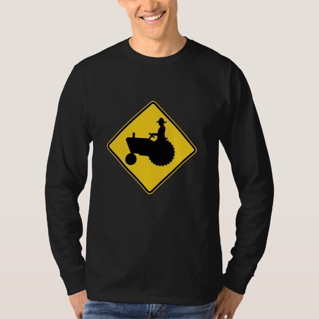 Rolig varning för lantgårdtraktorvägmärke t-shirt (Framsida)