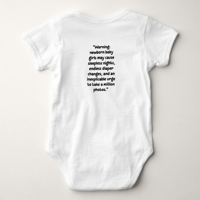 Rolig varning nyfödd babyflicka Citat Bodysuit T Shirt (Baksida)