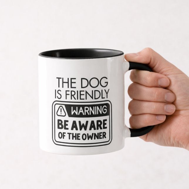 Rolig varning om hundägare Djurcitat Mugg (dog owner warning sign mug)