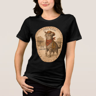 Rolig västerländsk cowboyhatt katt nio liv en dröm t shirt