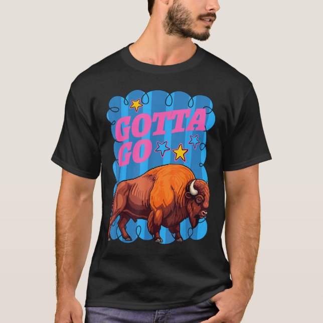 Rolig västern bison måste gå buffel rodeo sommar t shirt (Framsida)
