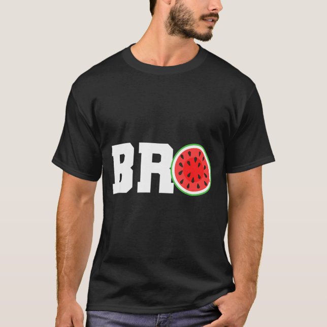 Rolig vattenmelon bror söt sommarlov bror t shirt (Framsida)