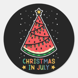 Rolig vattenmelon jul i juli kvinnor män  runt klistermärke